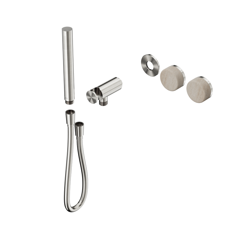 Serenity Progressive Shower System With Rome Travertine Handle And Slim Shower Trim Kit Only Brushed Nickel