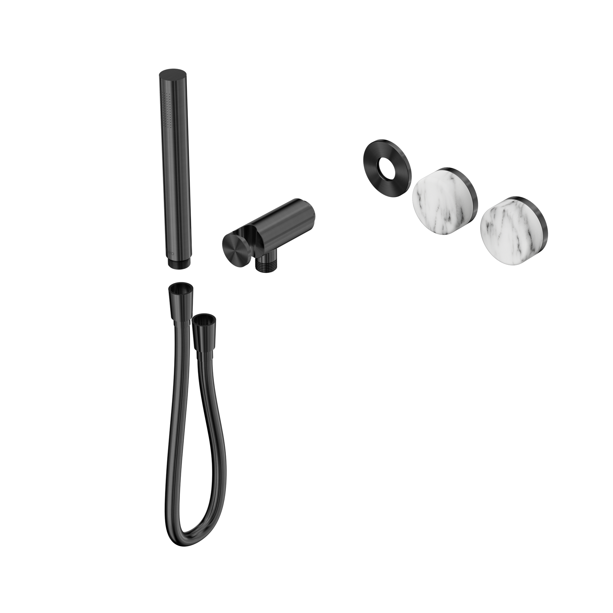 Serenity Progressive Shower System With Arabescato Corchia Handle And Slim Shower Trim Kit Only Gun Metal