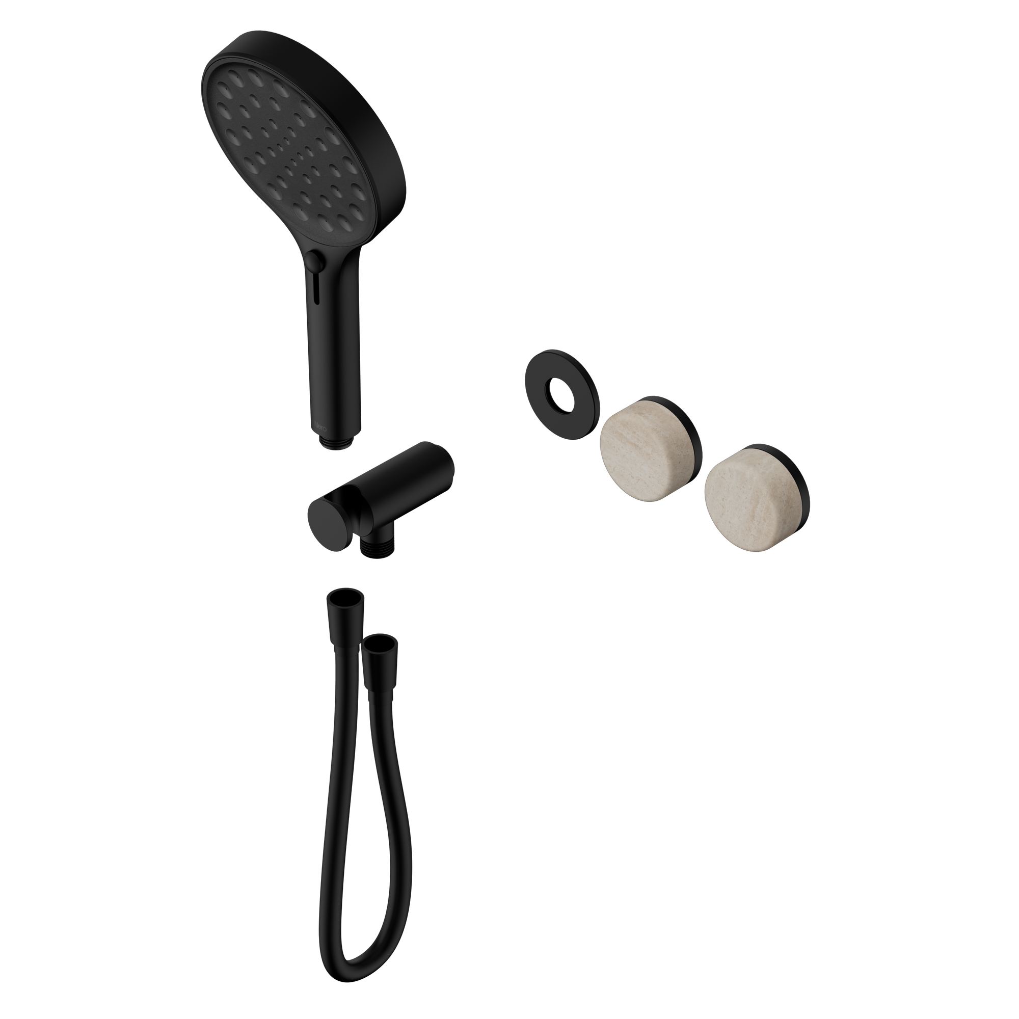 Serenity Progressive Shower System With Rome Travertine Handle And Serenity Hand Shower Trim Kit Only Matte Black