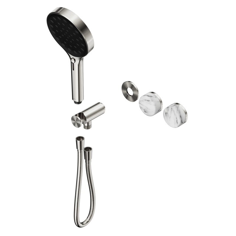 Serenity Progressive Shower System With Arabescato Corchia Handle And Serenity Hand Shower Trim Kit Only Brushed Nickel