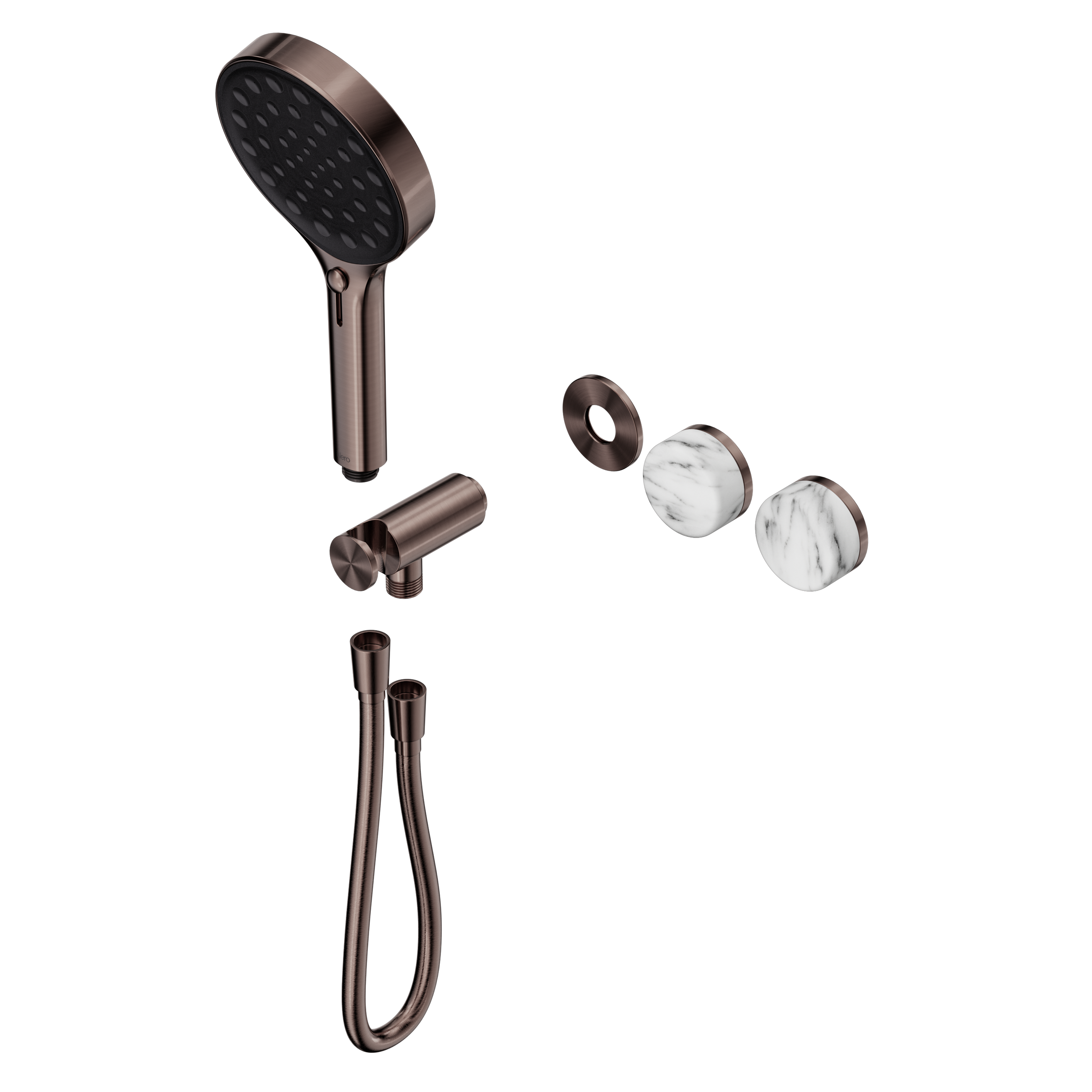 Serenity Progressive Shower System With Arabescato Corchia Handle And Serenity Hand Shower Trim Kit Only Brushed Bronze