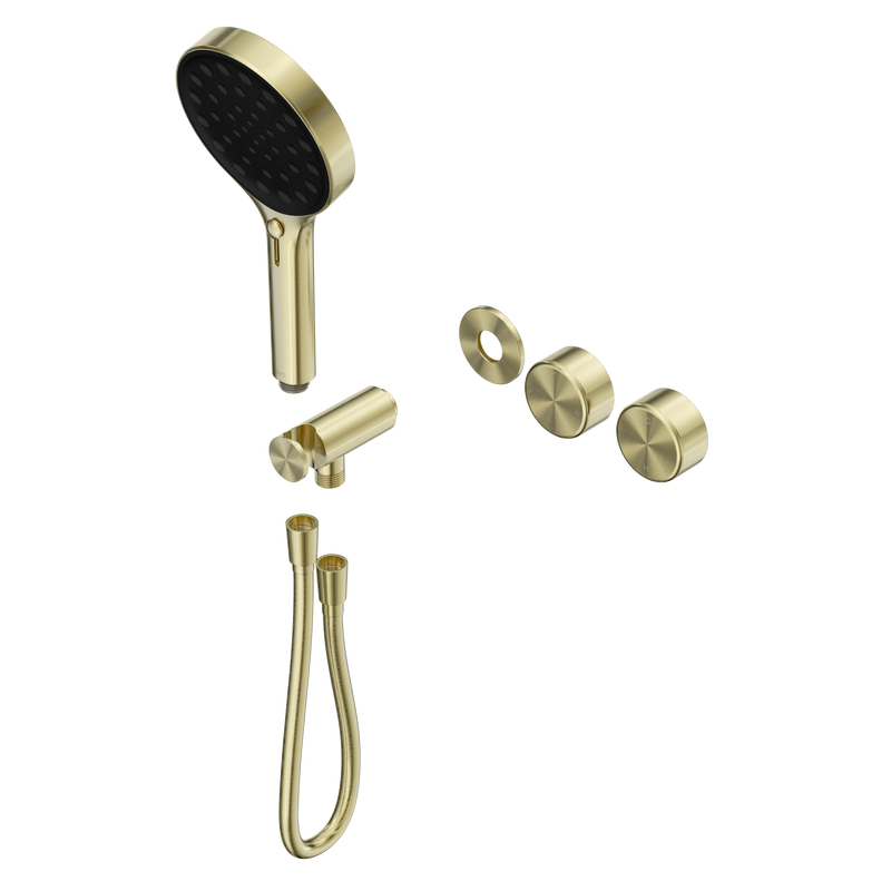 Serenity Progressive Shower System With Metal Handle And Serenity Hand Shower Trim Kit Only Brushed Gold