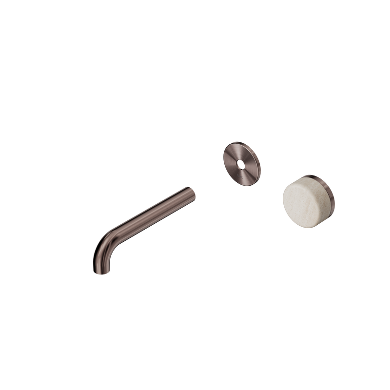 Serenity Progressive Wall Basin Mixer 160mm Spout With Rome Travertine Handle Trim Kit Only Brushed Bronze