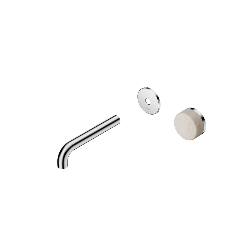 Serenity Progressive Wall Basin Mixer 160mm Spout With Rome Travertine Handle Trim Kit Only Chrome
