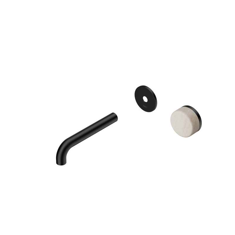 Serenity Progressive Wall Basin Mixer 160mm Spout With Rome Travertine Handle Trim Kit Only Matte Black