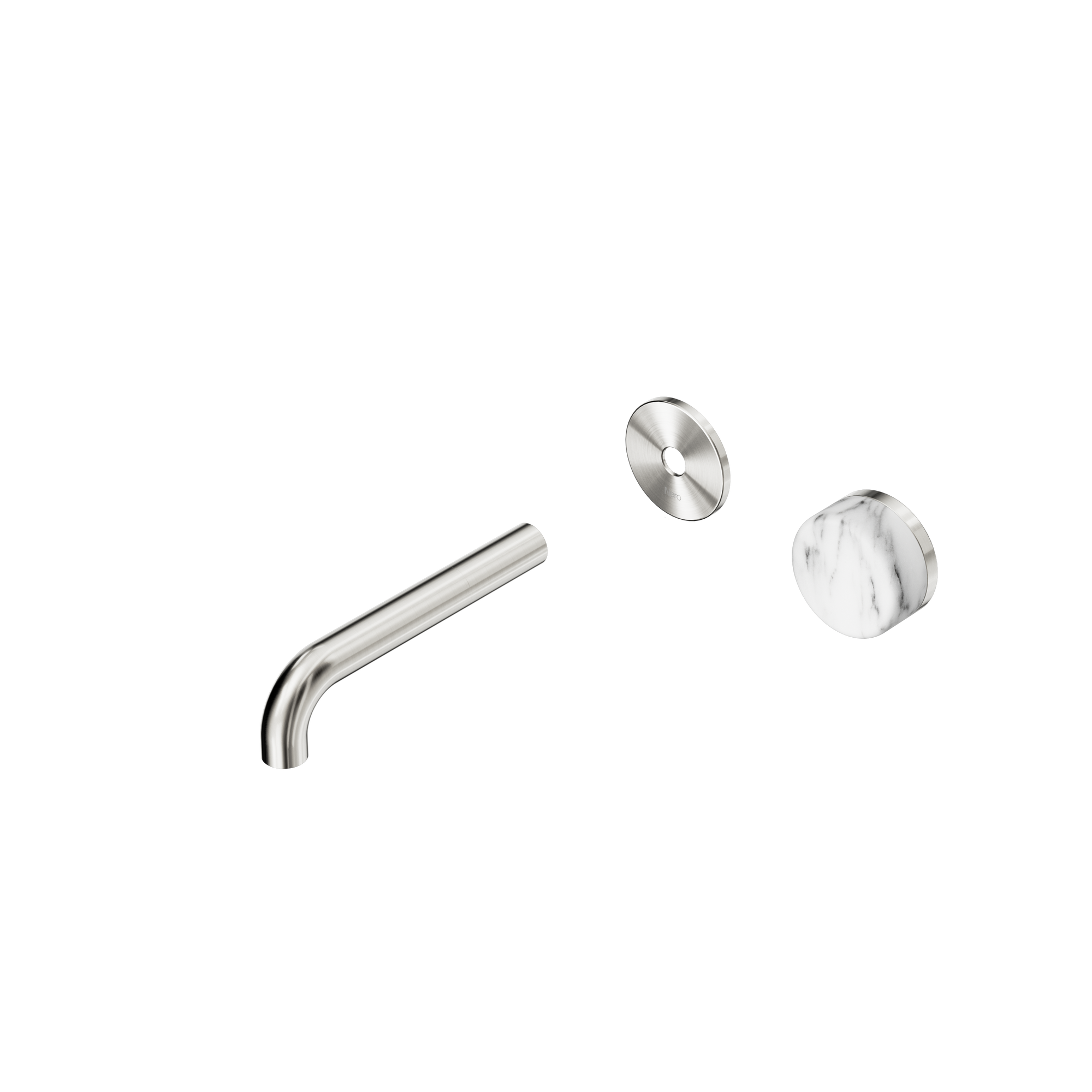 Serenity Progressive Wall Basin Mixer 160mm Spout With Arabescato Corchia Handle Trim Kit Only Brushed Nickel