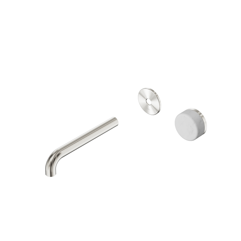 Serenity Progressive Wall Basin Mixer 185mm Spout With Carrara Handle Trim Kit Only Brushed Nickel