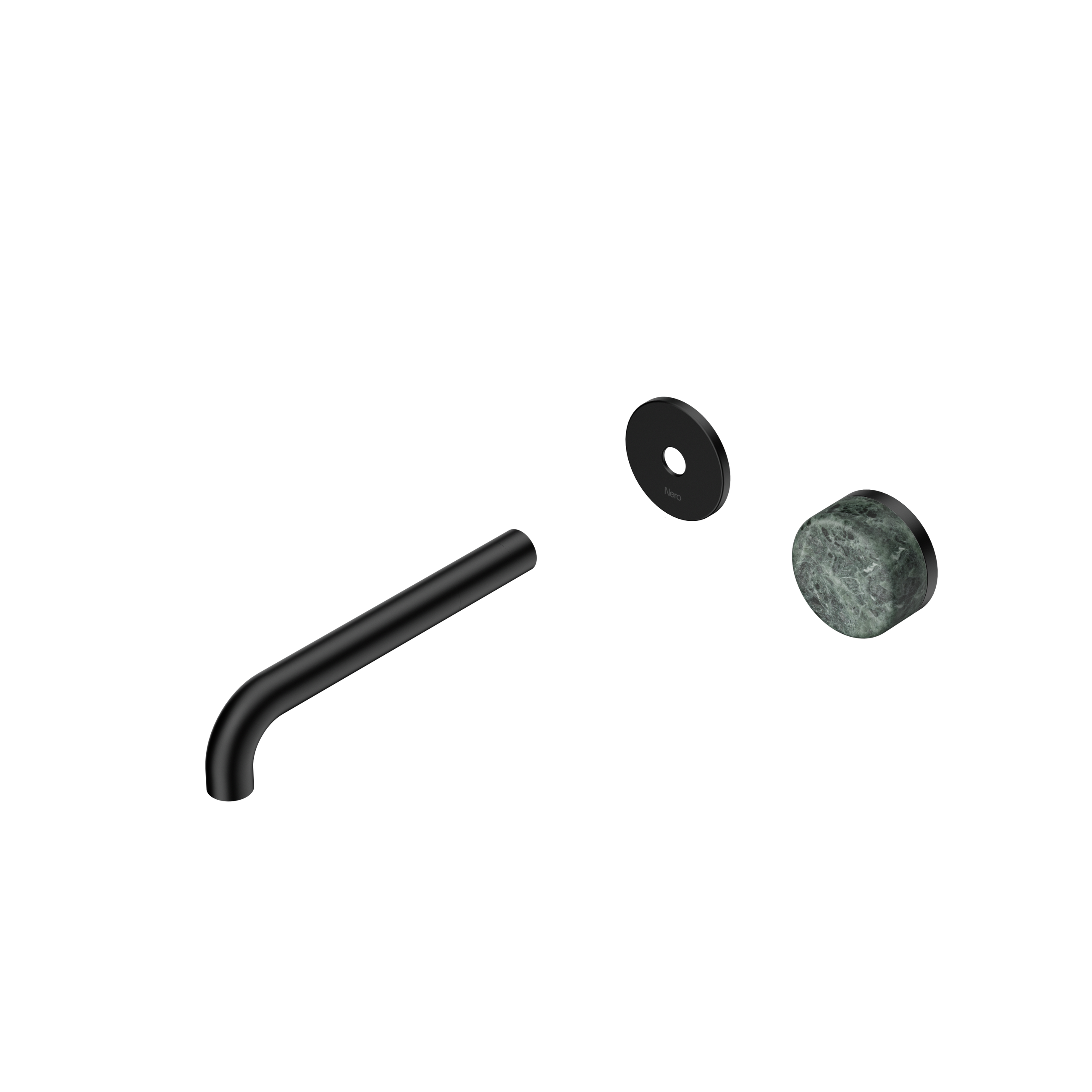 Serenity Progressive Wall Basin Mixer 185mm Spout With Verde Alpi Handle Trim Kit Only Matte Black