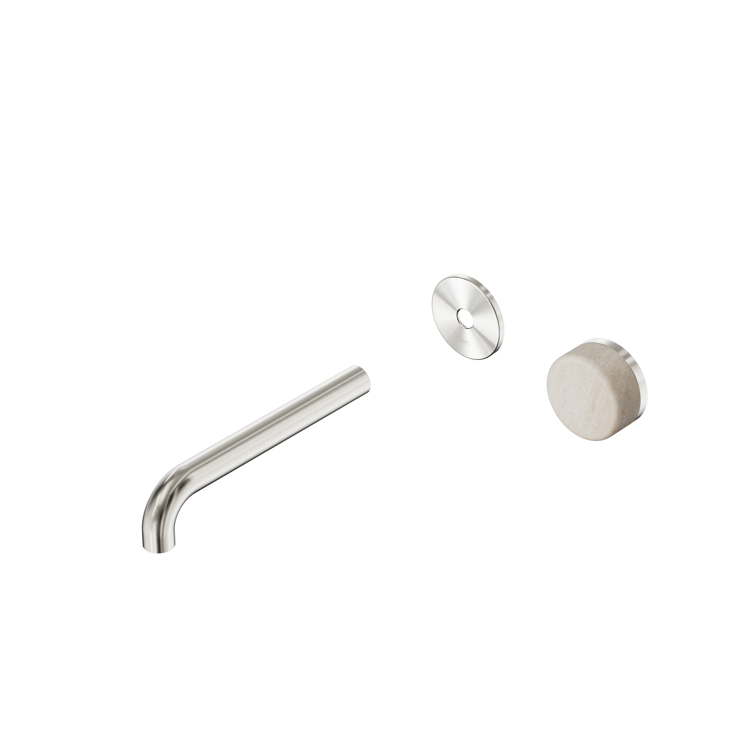 Serenity Progressive Wall Basin Mixer 185mm Spout With Rome Travertine Handle Trim Kit Only Brushed Nickel