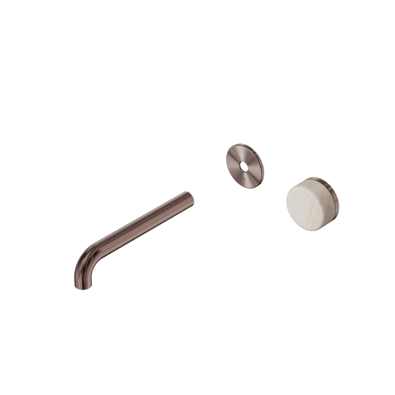 Serenity Progressive Wall Basin Mixer 185mm Spout With Rome Travertine Handle Trim Kit Only Brushed Bronze