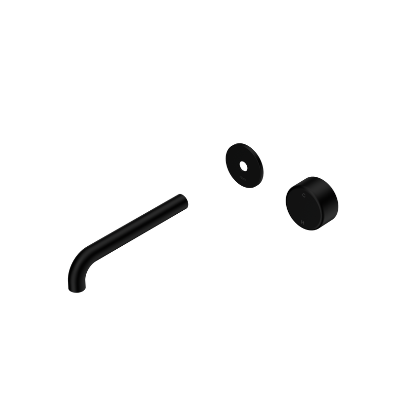Serenity Progressive Wall Basin Mixer 185mm Spout With Metal Handle Trim Kit Only Matte Black