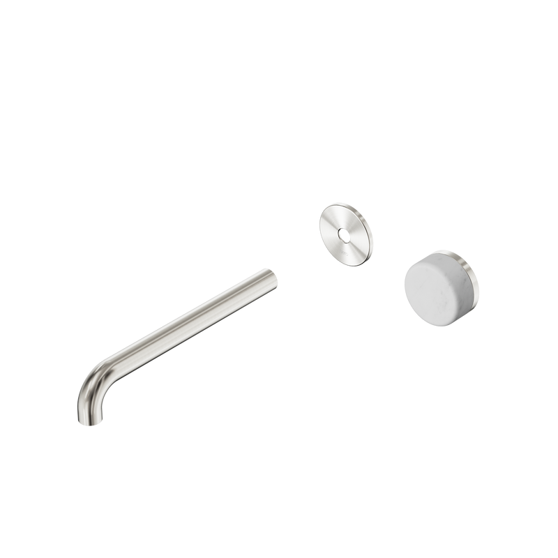 Serenity Progressive Wall Basin Mixer 220mm Spout With Carrara Handle Trim Kit Only Brushed Nickel