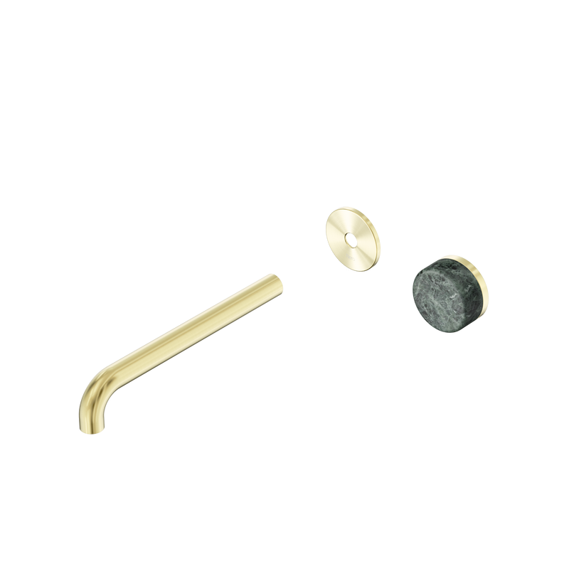 Serenity Progressive Wall Basin Mixer 220mm Spout With Verde Alpi Handle Trim Kit Only Brushed Gold