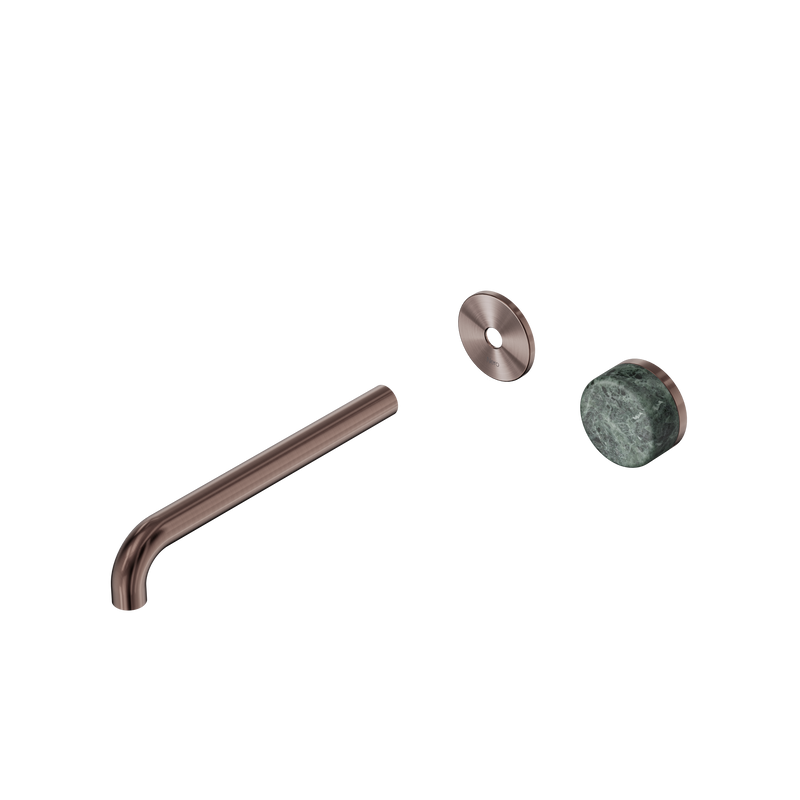 Serenity Progressive Wall Basin Mixer 220mm Spout With Verde Alpi Handle Trim Kit Only Brushed Bronze