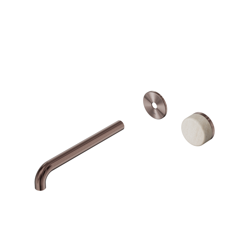 Serenity Progressive Wall Basin Mixer 220mm Spout With Rome Travertine Handle Trim Kit Only Brushed Bronze