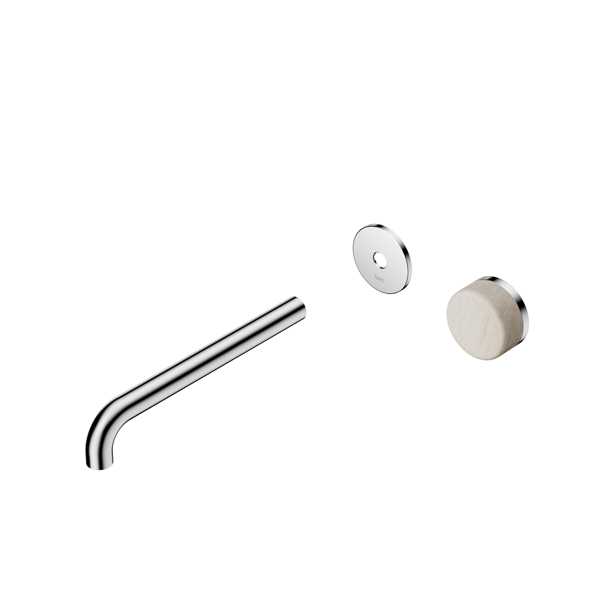 Serenity Progressive Wall Basin Mixer 220mm Spout With Rome Travertine Handle Trim Kit Only Chrome