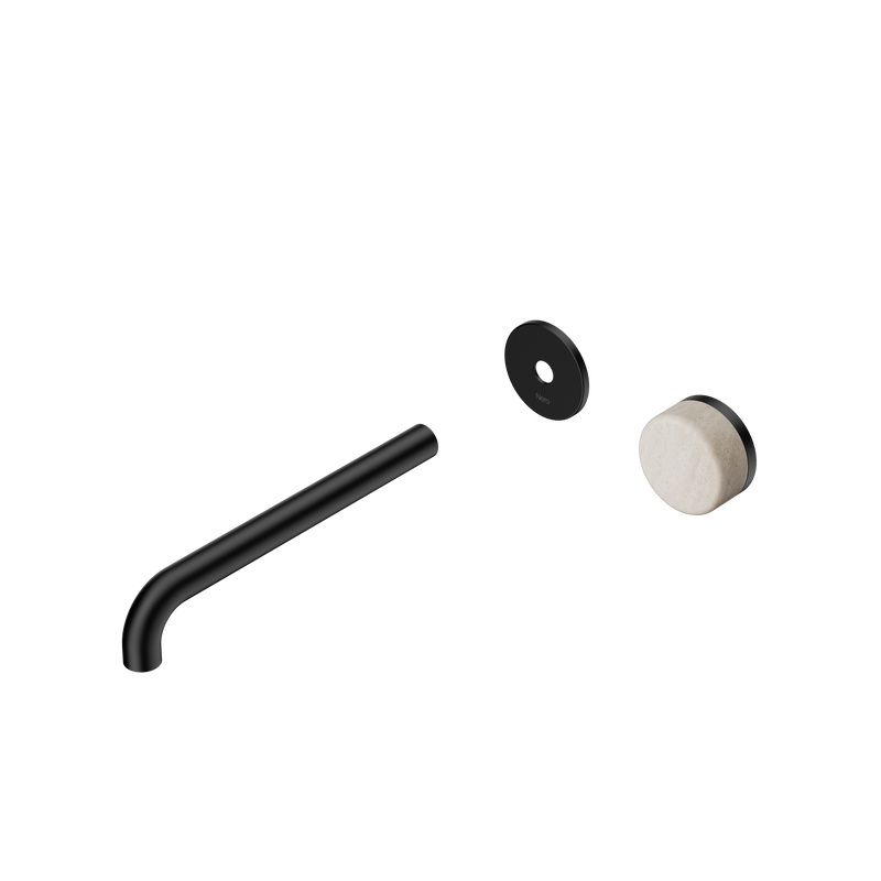 Serenity Progressive Wall Basin Mixer 220mm Spout With Rome Travertine Handle Trim Kit Only Matte Black