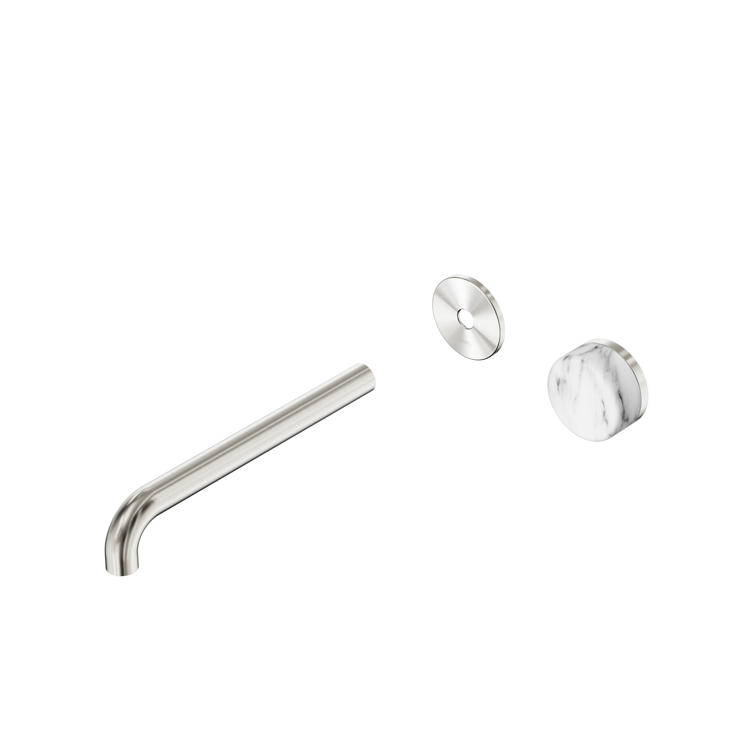 Serenity Progressive Wall Basin Mixer 220mm Spout With Arabescato Corchia Handle Trim Kit Only Brushed Nickel