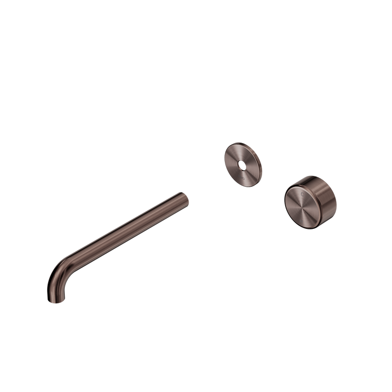 Serenity Progressive Wall Basin Mixer 220mm Spout With Metal Handle Trim Kit Only Brushed Bronze