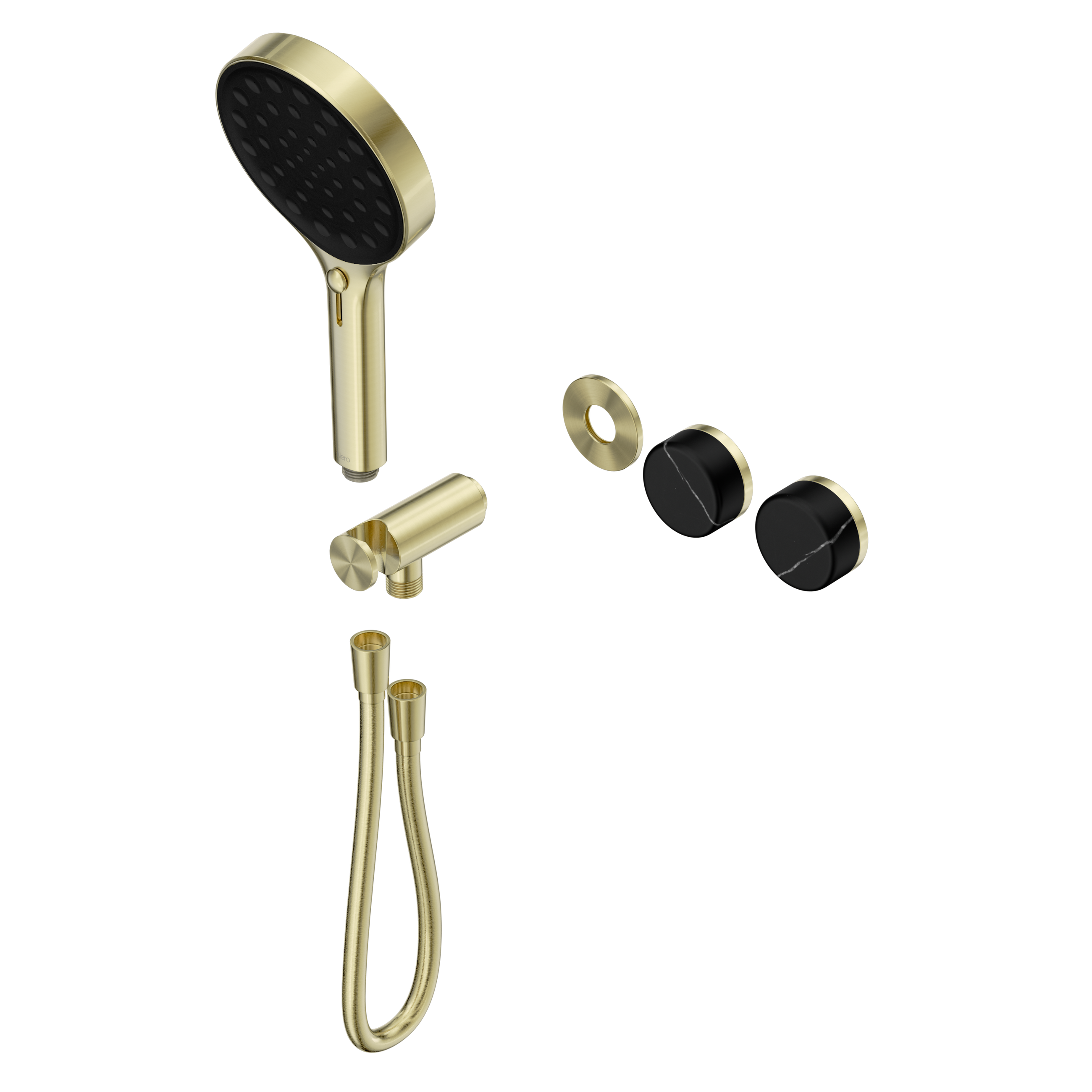 Serenity Progressive Shower System With Marquina Black Handle And Serenity Hand Shower Trim Kit Only Brushed Gold