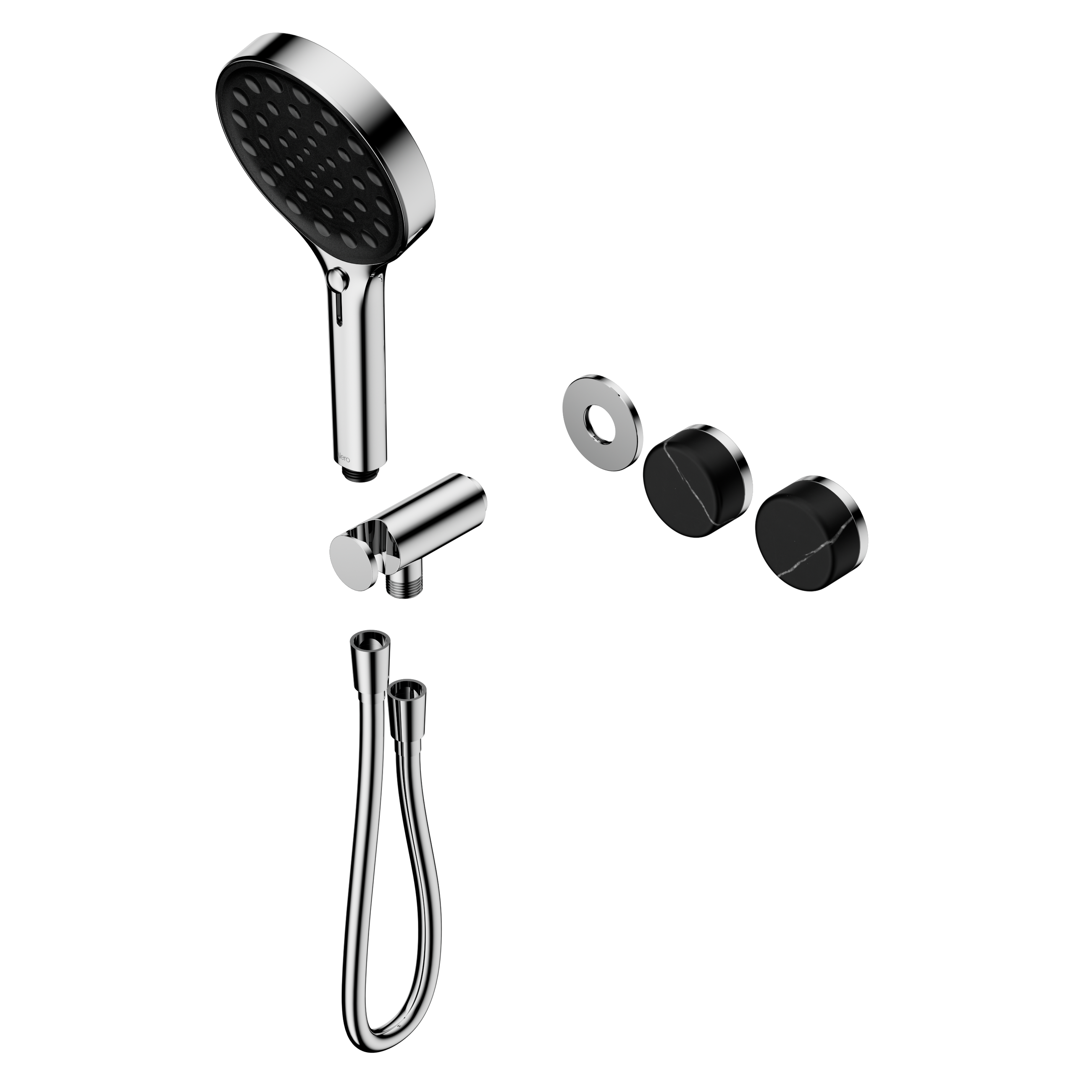 Serenity Progressive Shower System With Marquina Black Handle And Serenity Hand Shower Trim Kit Only Chrome