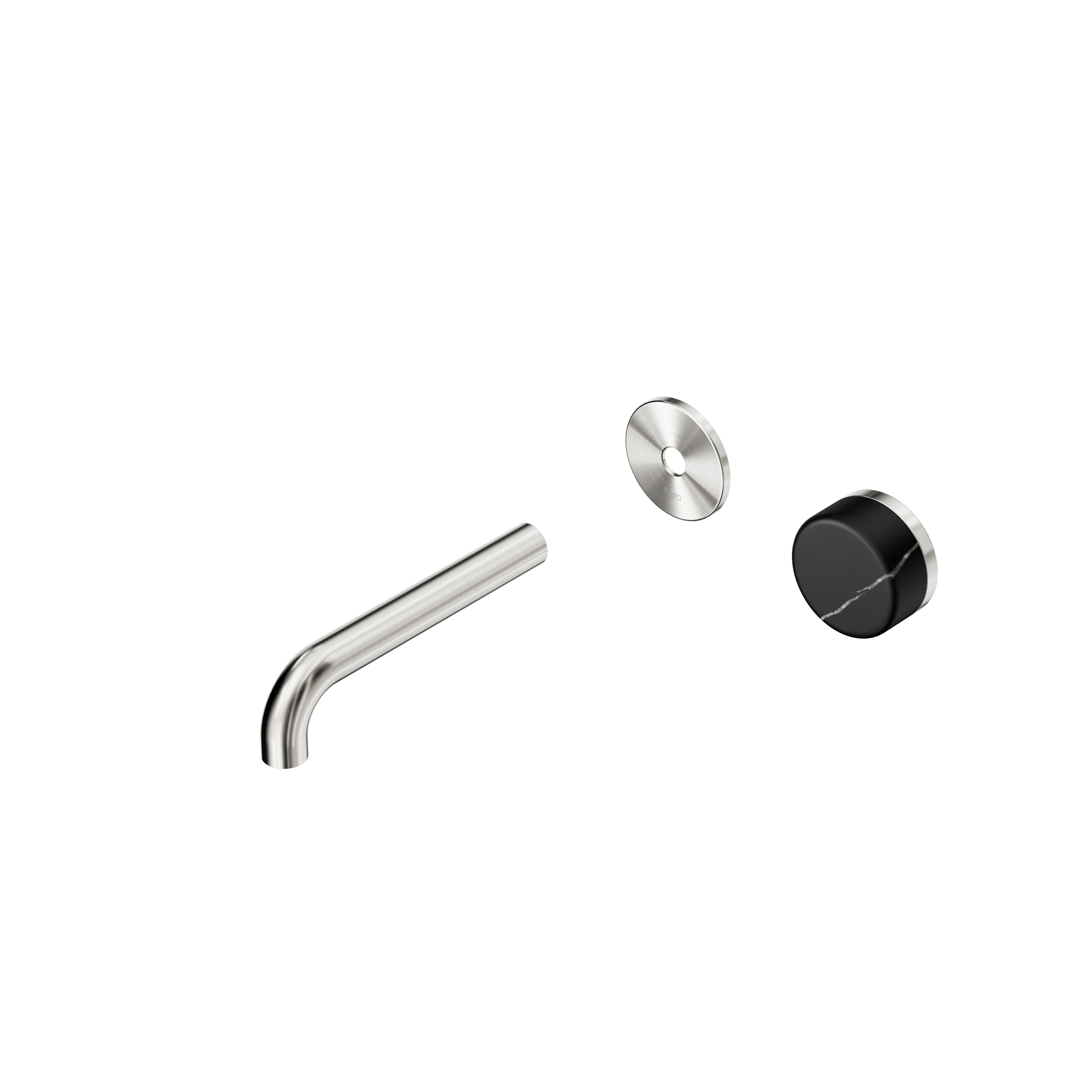Serenity Progressive Wall Basin Mixer 160mm Spout With Marquina Black Handle Trim Kit Only Brushed Nickel