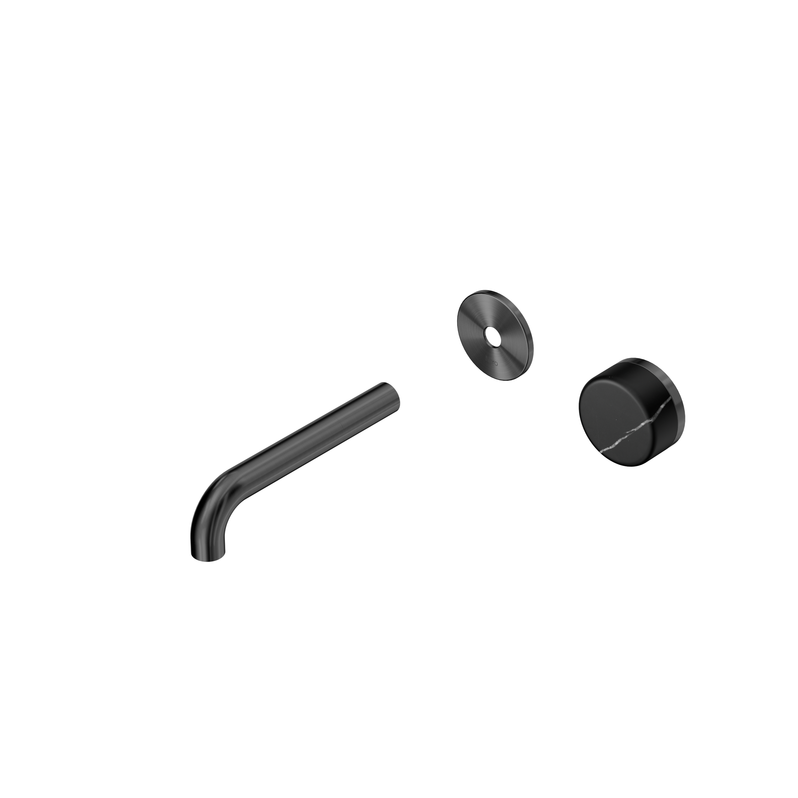 Serenity Progressive Wall Basin Mixer 160mm Spout With Marquina Black Handle Trim Kit Only Gun Metal
