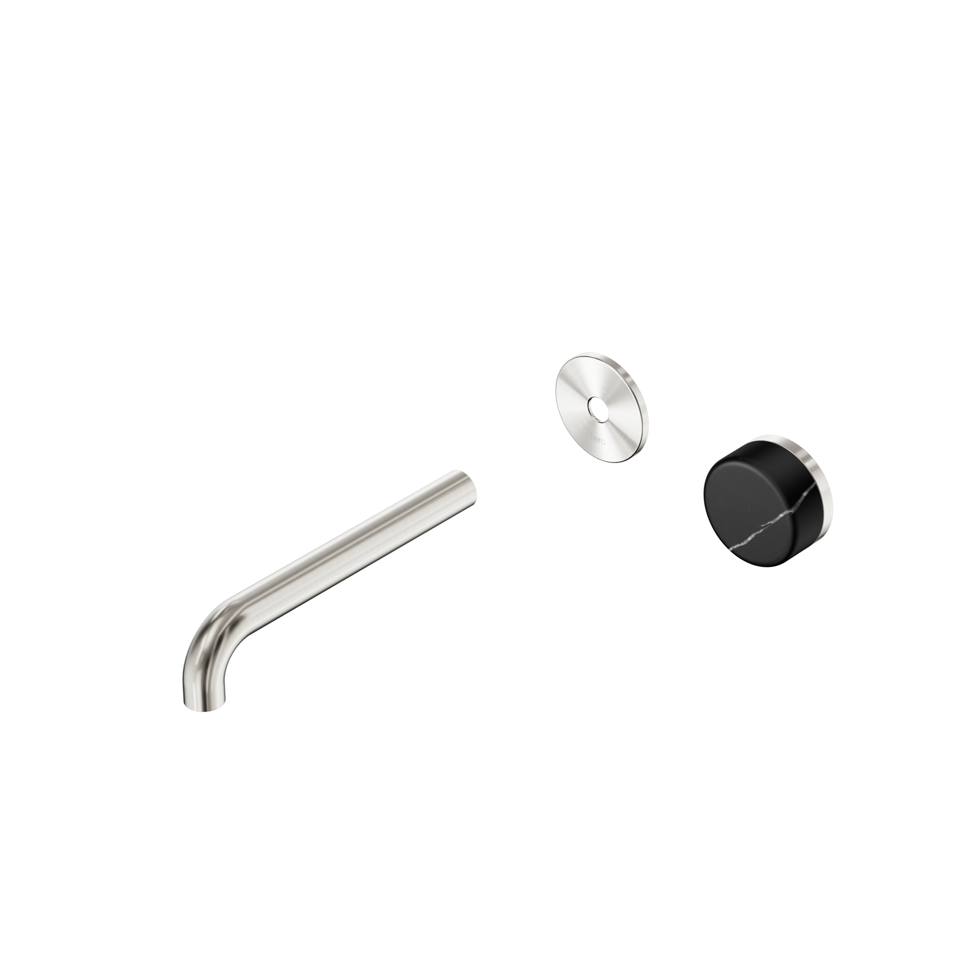 Serenity Progressive Wall Basin Mixer 185mm Spout With Marquina Black Handle Trim Kit Only Brushed Nickel