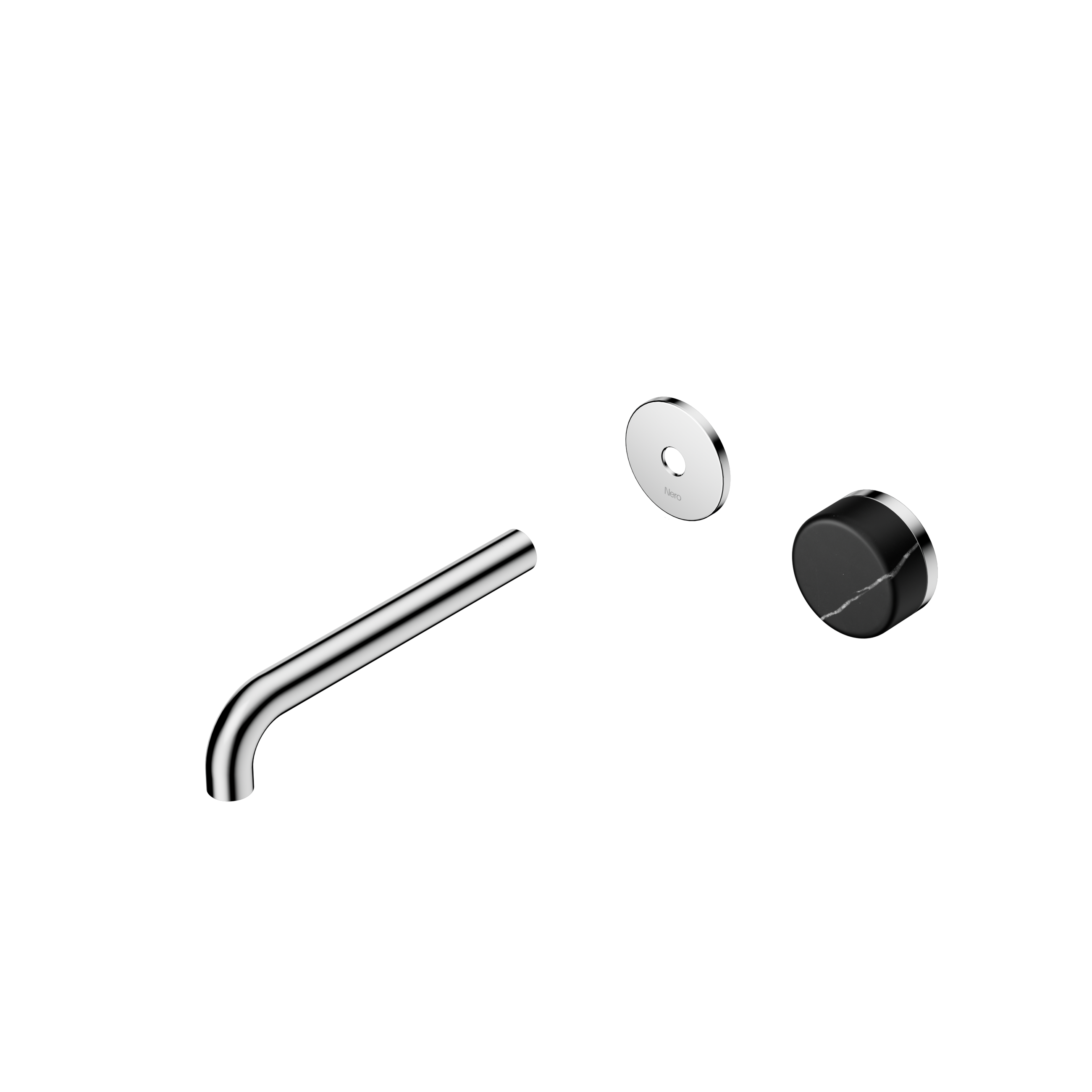 Serenity Progressive Wall Basin Mixer 185mm Spout With Marquina Black Handle Trim Kit Only Chrome