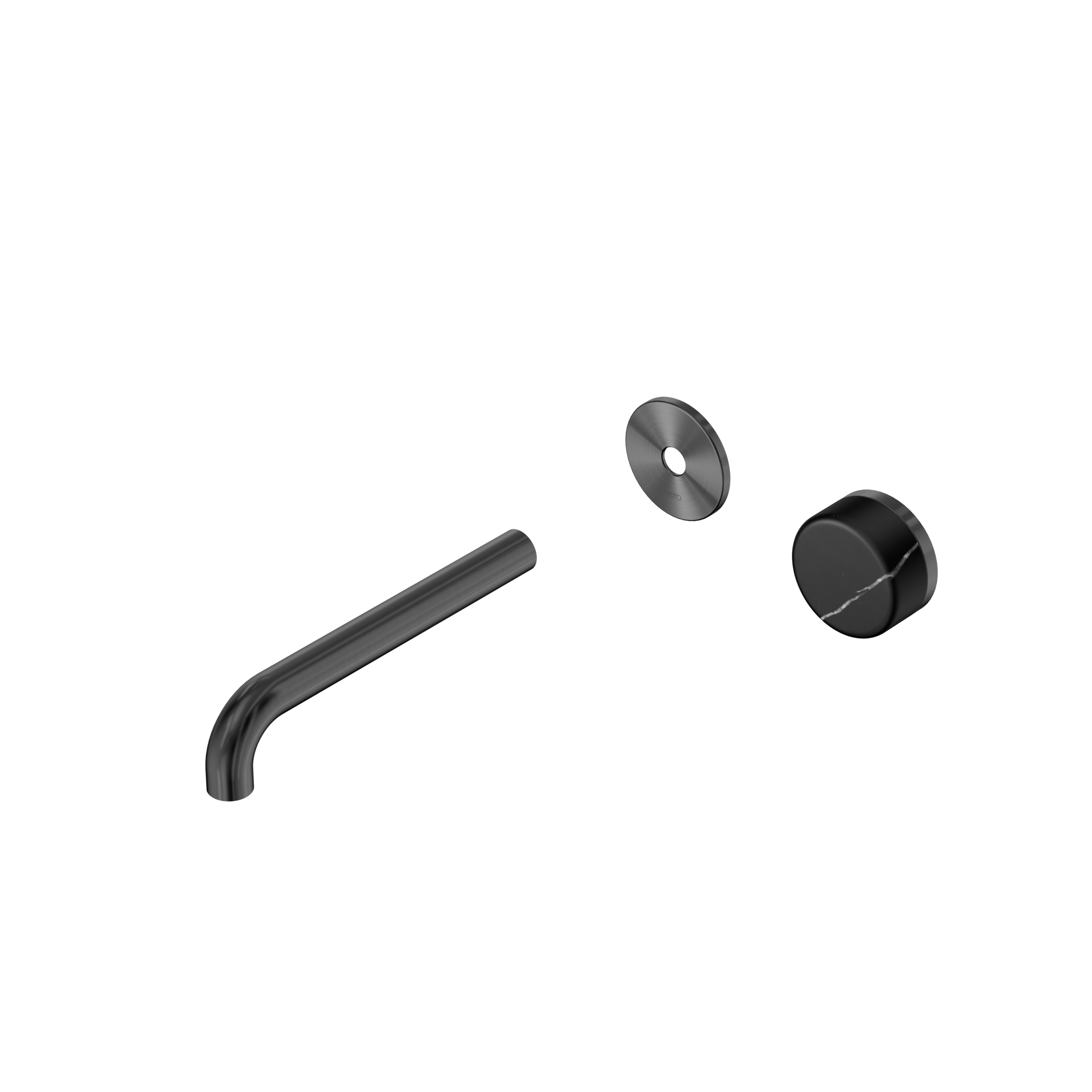 Serenity Progressive Wall Basin Mixer 185mm Spout With Marquina Black Handle Trim Kit Only Gun Metal