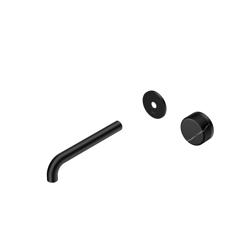 Serenity Progressive Wall Basin Mixer 185mm Spout With Marquina Black Handle Trim Kit Only Matte Black