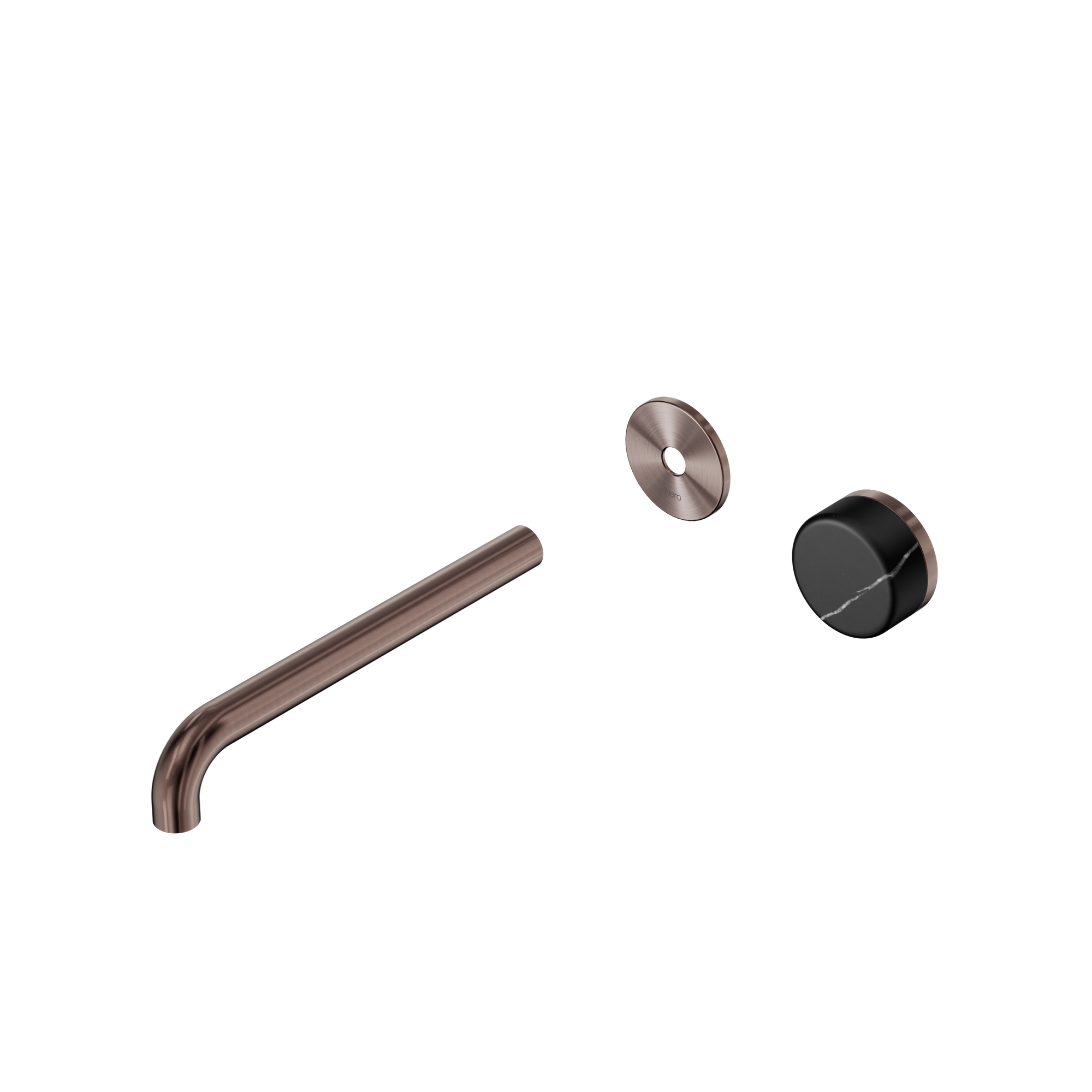 Serenity Progressive Wall Basin Mixer 220mm Spout With Marquina Black Handle Trim Kit Only Brushed Bronze