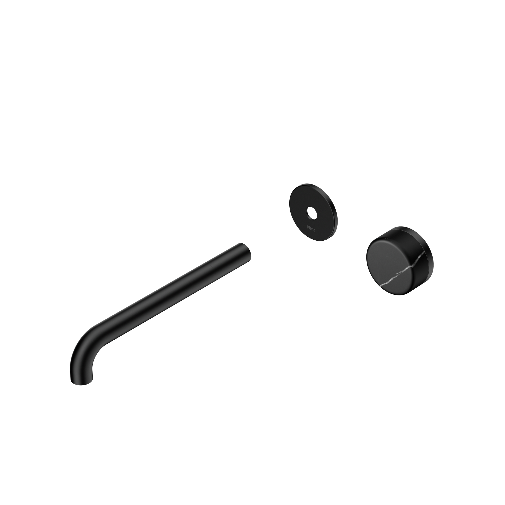 Serenity Progressive Wall Basin Mixer 220mm Spout With Marquina Black Handle Trim Kit Only Matte Black