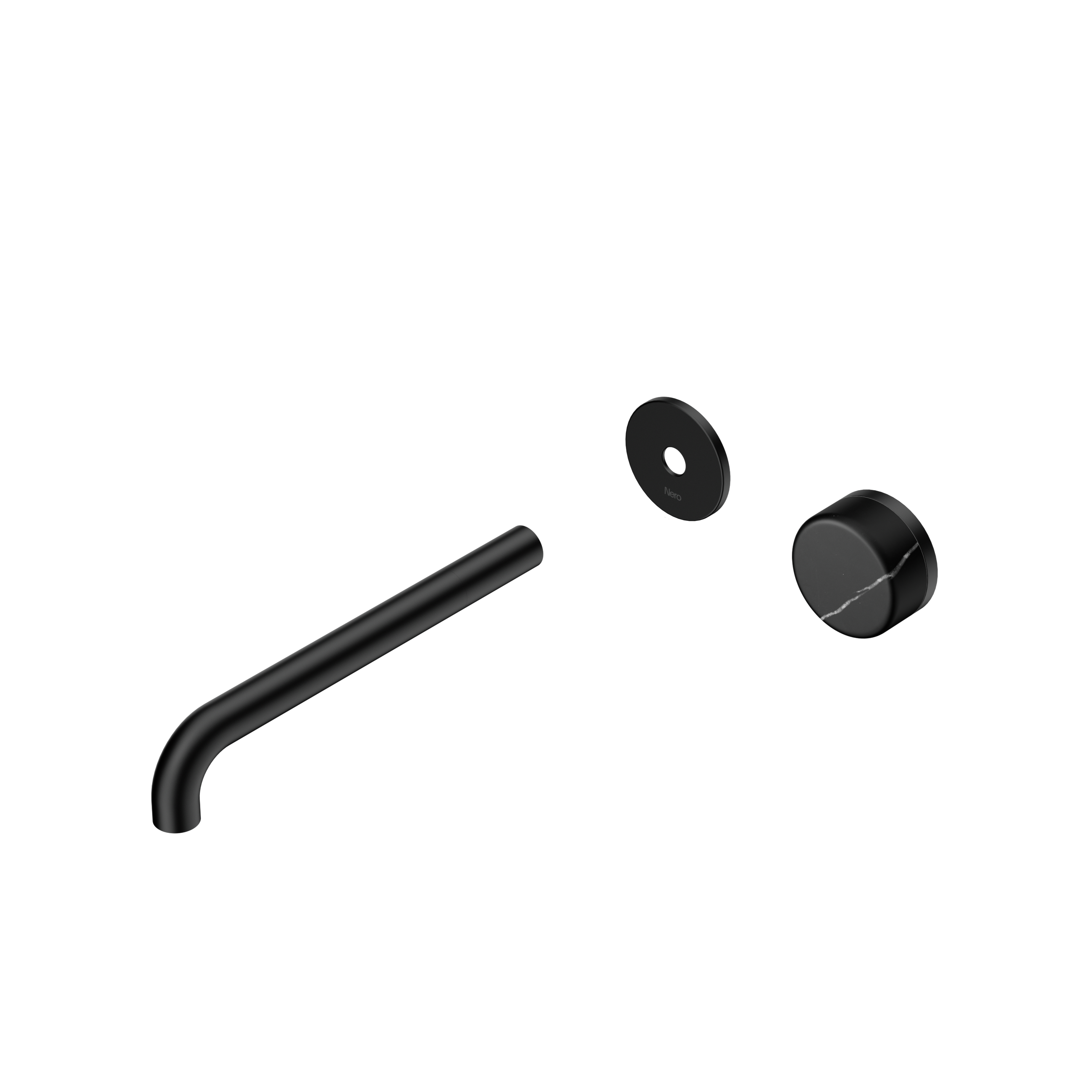 Serenity Progressive Wall Basin Mixer 220mm Spout With Marquina Black Handle Trim Kit Only Matte Black