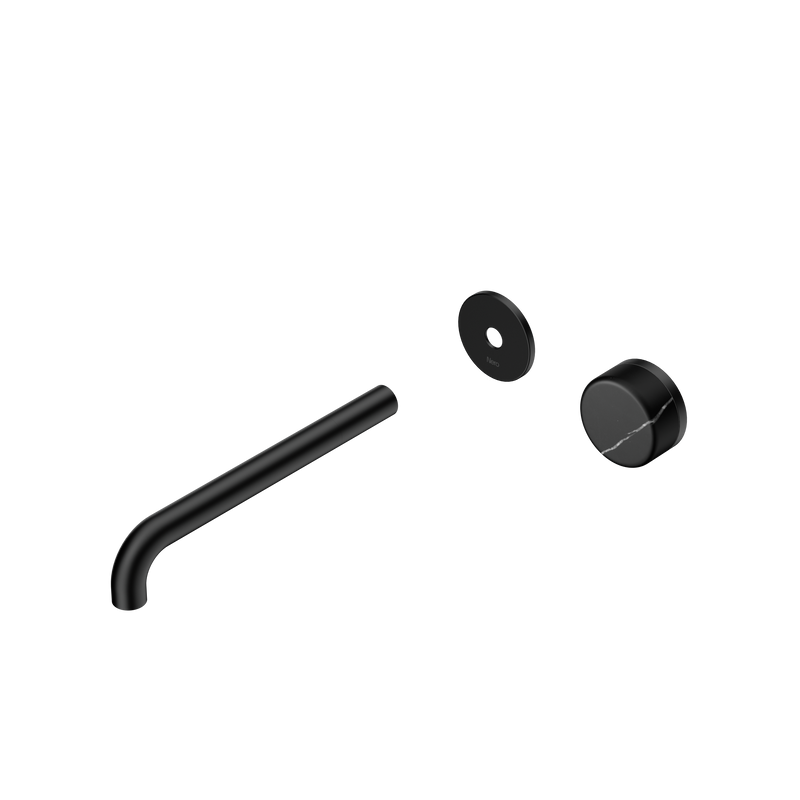 Serenity Progressive Wall Basin Mixer 220mm Spout With Marquina Black Handle Trim Kit Only Matte Black