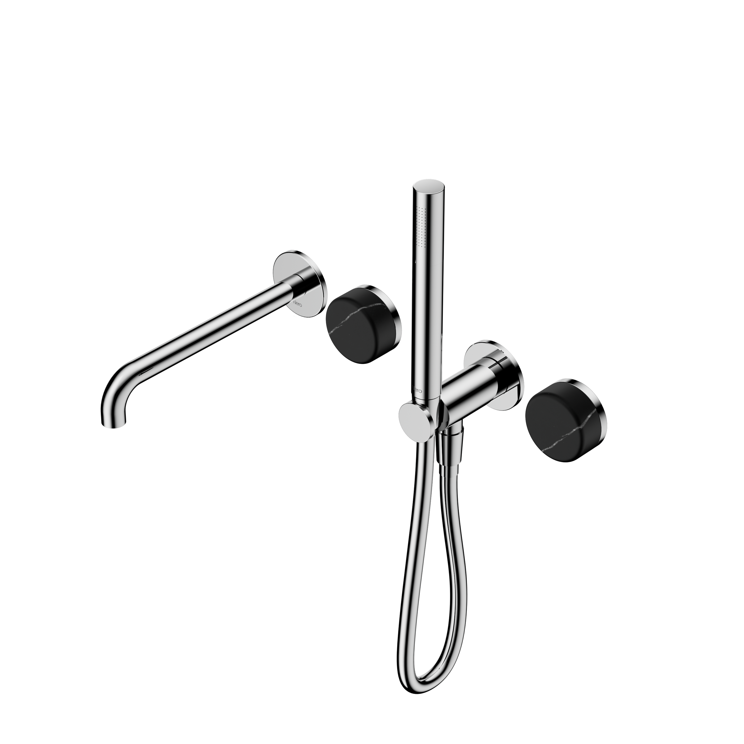 Serenity Progressive Shower System With Spout With Marquina Black Handle And Slim Shower Chrome