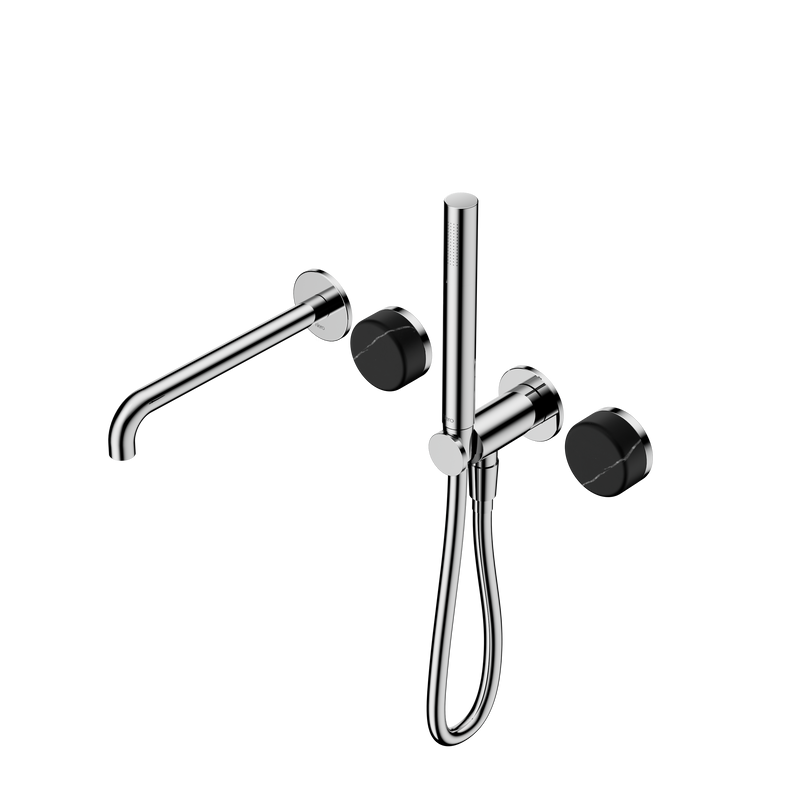 Serenity Progressive Shower System With Spout With Marquina Black Handle And Slim Shower Chrome