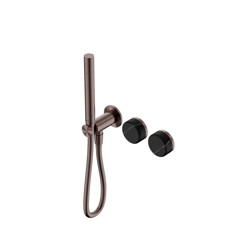 Serenity Progressive Shower System With Marquina Black Handle And Slim Shower Brushed Bronze