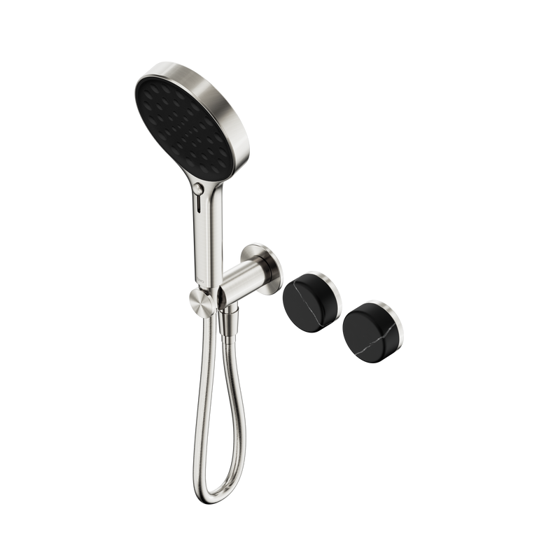 Serenity Progressive Shower System With Marquina Black Handle And Serenity Hand Shower Brushed Nickel