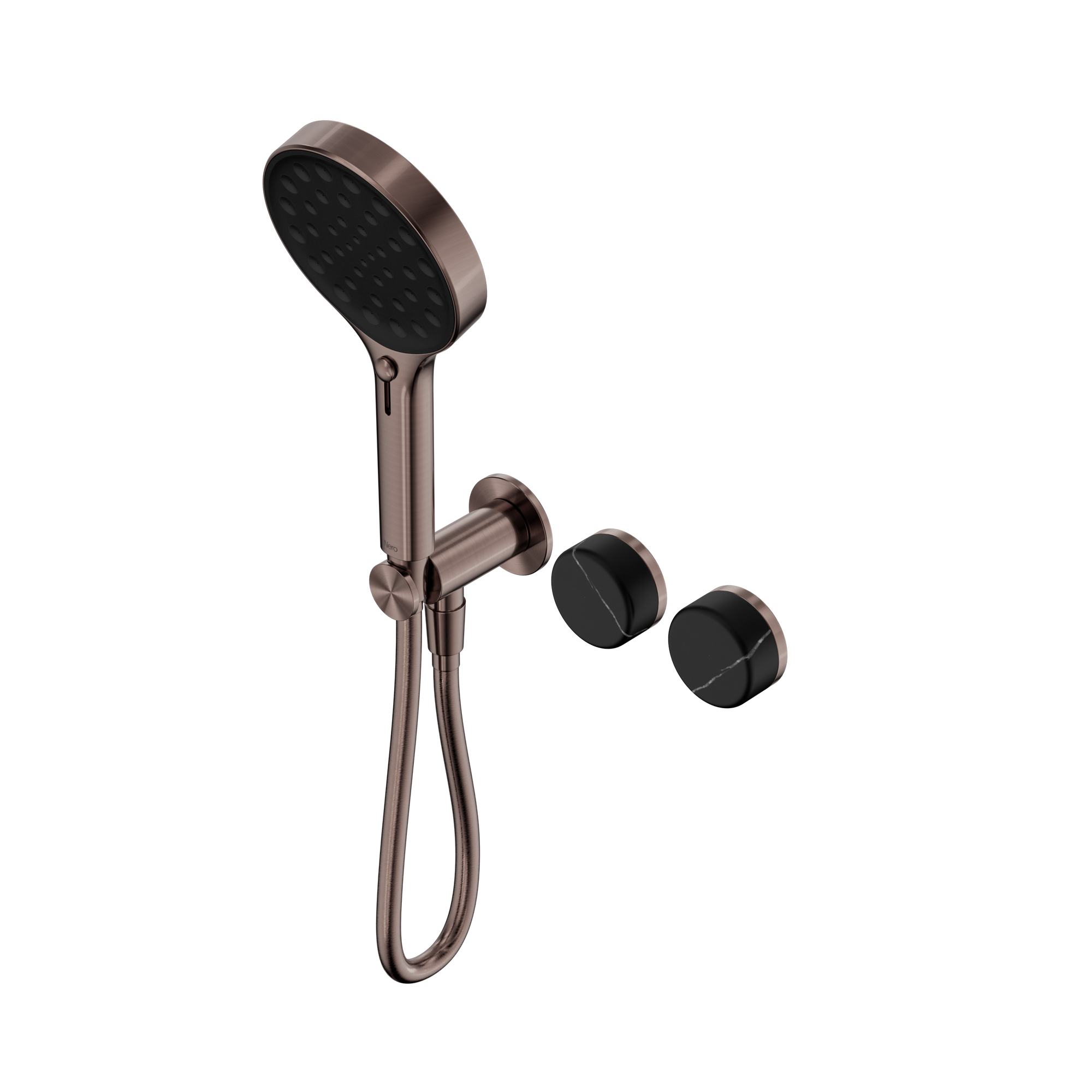 Serenity Progressive Shower System With Marquina Black Handle And Serenity Hand Shower Brushed Bronze