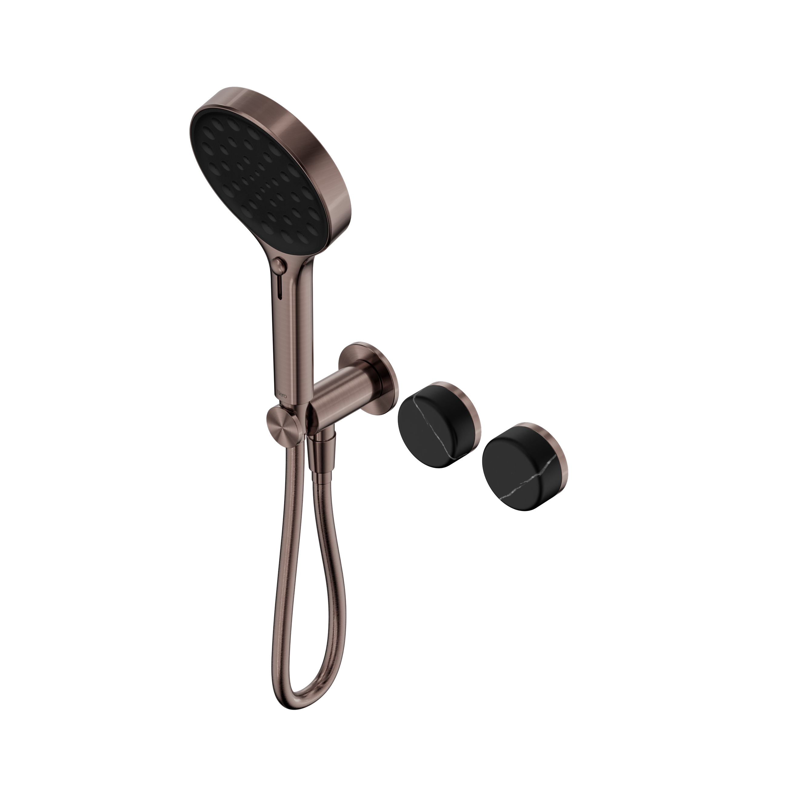 Serenity Progressive Shower System With Marquina Black Handle And Serenity Hand Shower Brushed Bronze