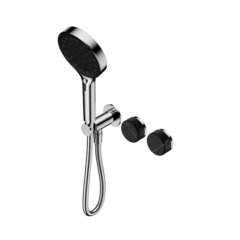 Serenity Progressive Shower System With Marquina Black Handle And Serenity Hand Shower Chrome