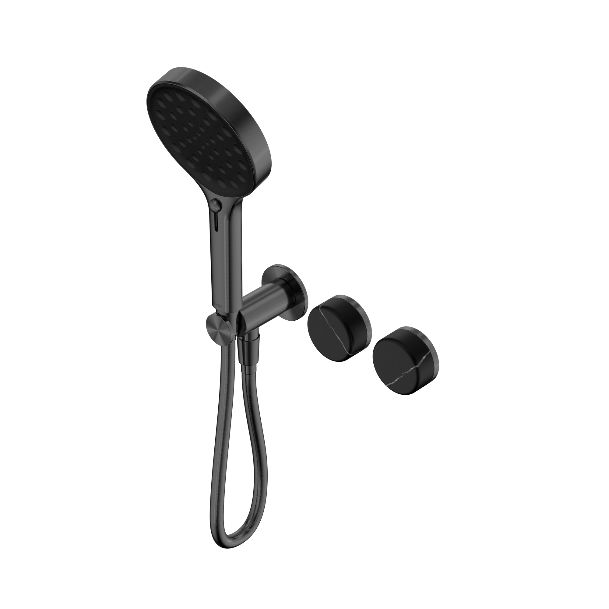 Serenity Progressive Shower System With Marquina Black Handle And Serenity Hand Shower Gun Metal
