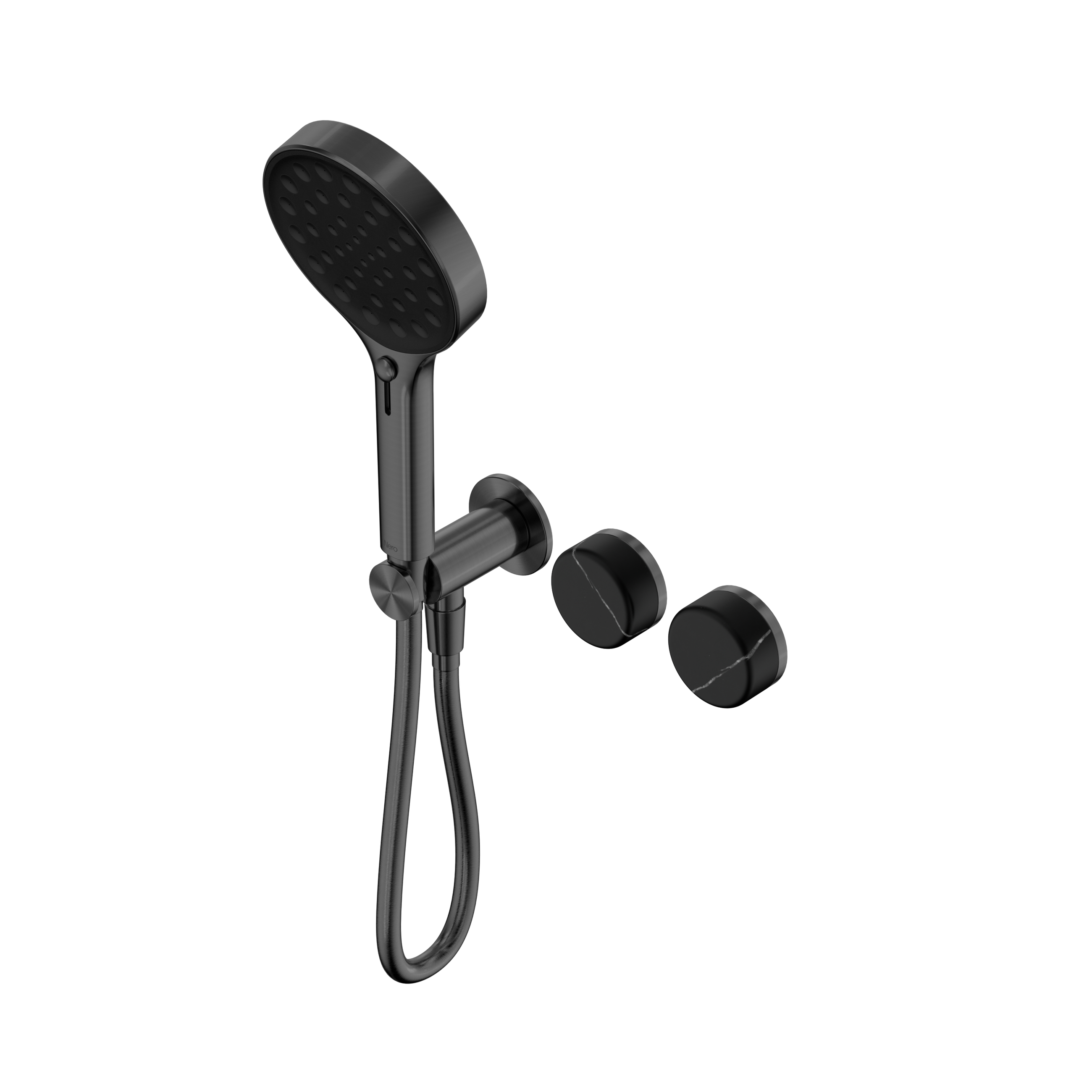 Serenity Progressive Shower System With Marquina Black Handle And Serenity Hand Shower Gun Metal