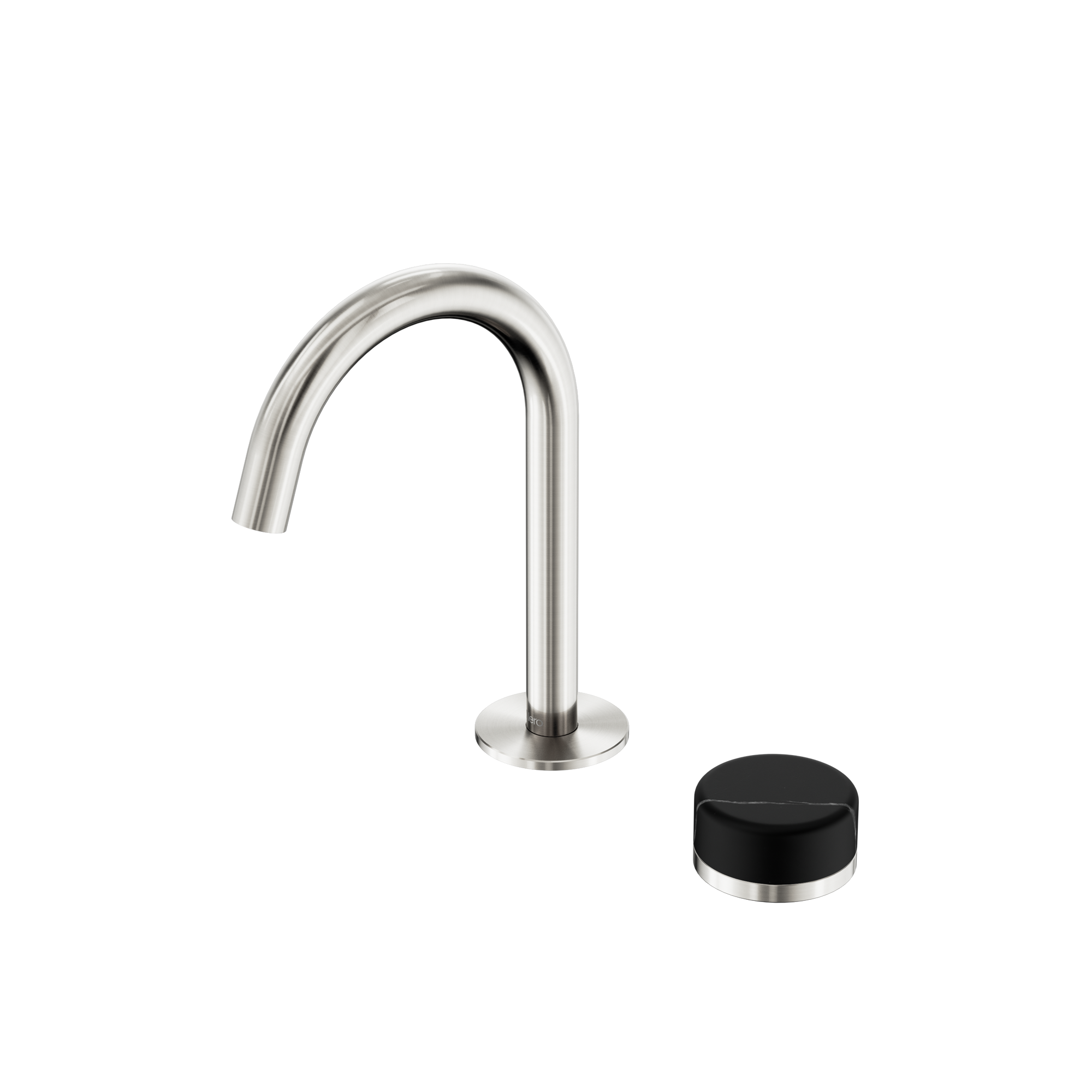 Serenity Progressive Basin Mixer Arc Spout With Marquina Black Handle Brushed Nickel