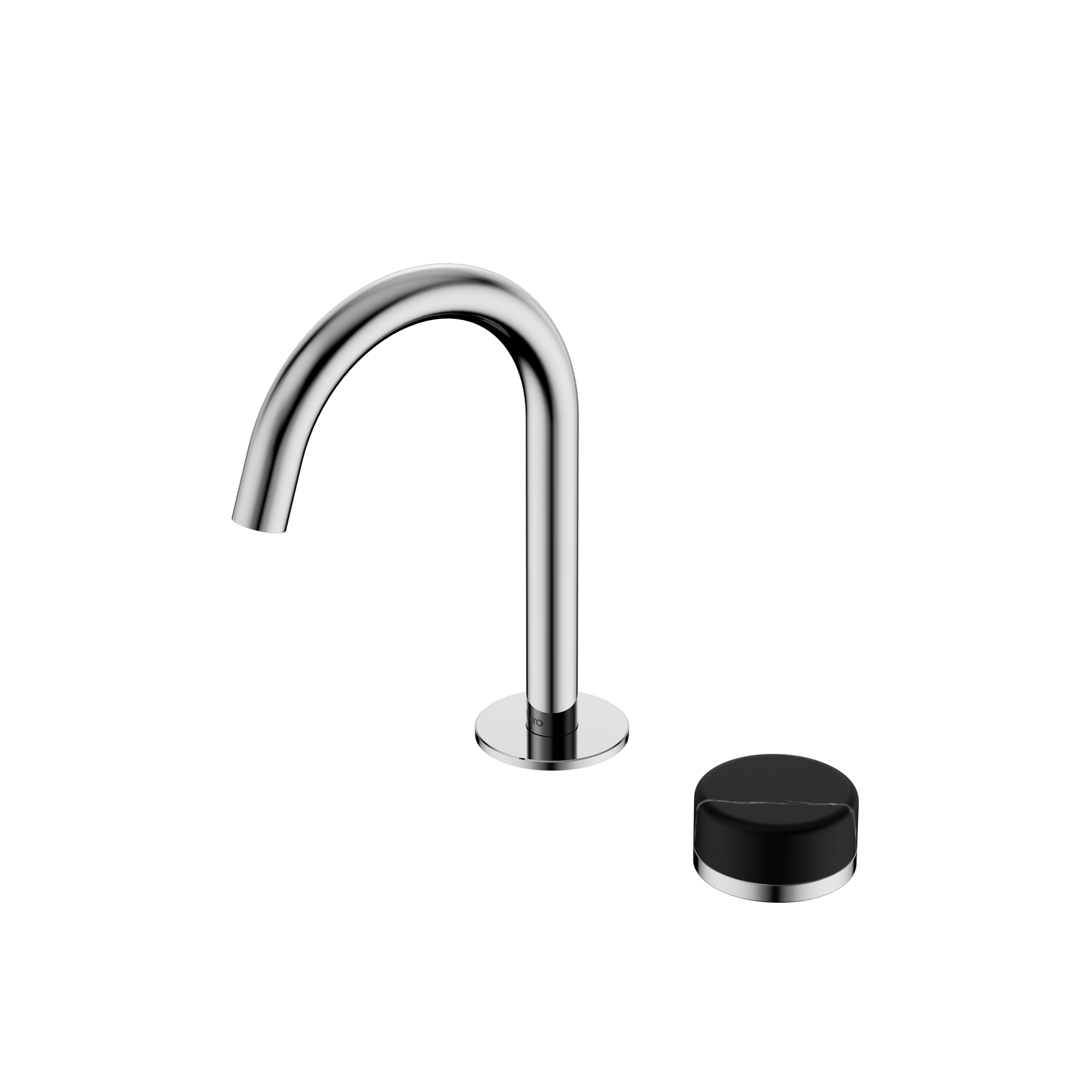Serenity Progressive Basin Mixer Arc Spout With Marquina Black Handle Chrome