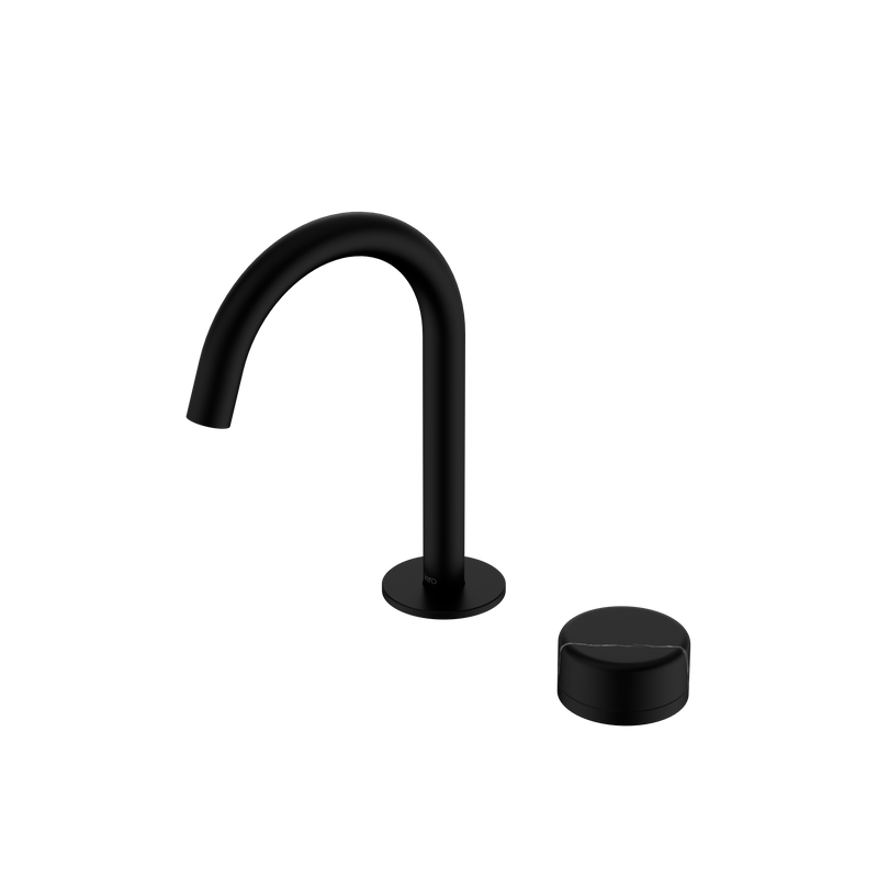 Serenity Progressive Basin Mixer Arc Spout With Marquina Black Handle Matte Black