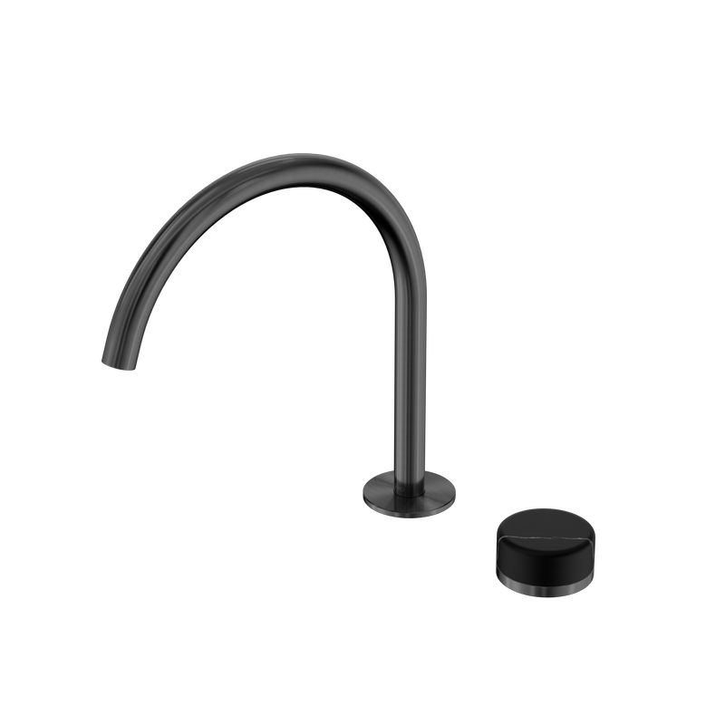 Serenity Progressive Bath/Kitchen Mixer Arc Spout With Marquina Black Handle Gun Metal