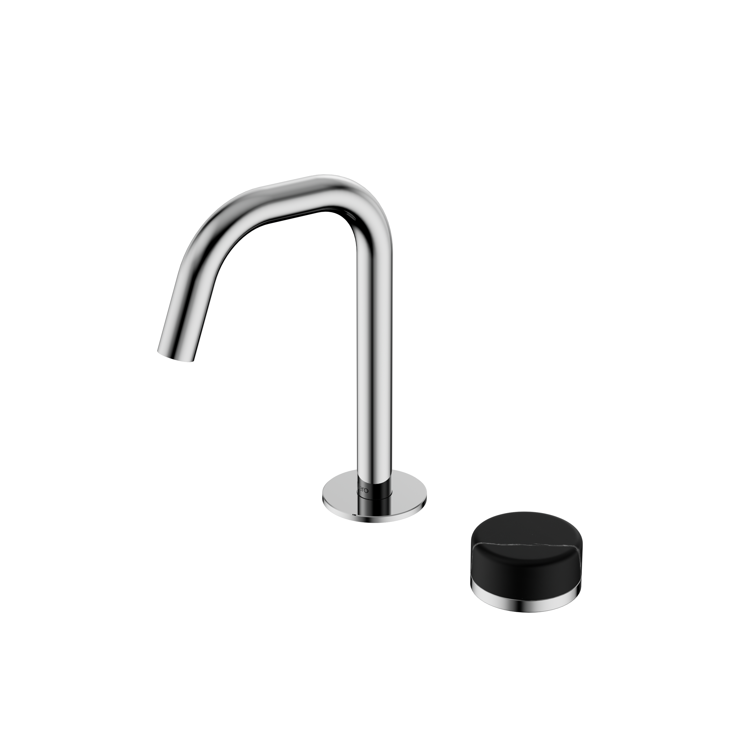 Serenity Progressive Basin Mixer Edge Spout With Marquina Black Handle Chrome