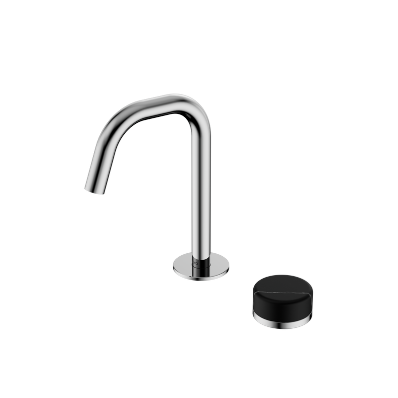 Serenity Progressive Basin Mixer Edge Spout With Marquina Black Handle Chrome